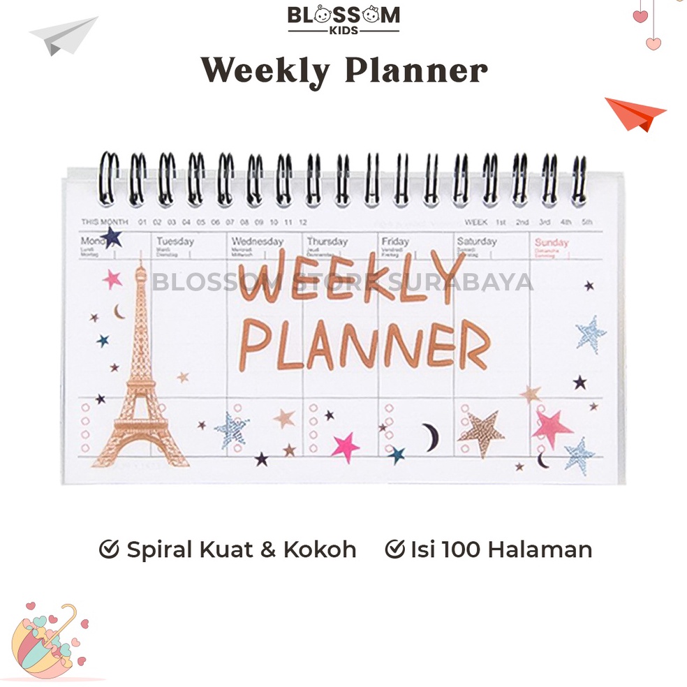 

[CODE BARANG 840AGG] Kalender Weekly Planner Weekly Schedule Notes Memo Import Blossom Kids HGG