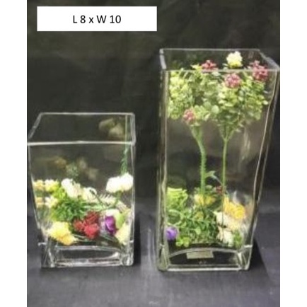 Terlaris Vas Bunga Kaca Kotak Tinggi Elegan Pot Bunga Kotak Berat Kuat Mewah