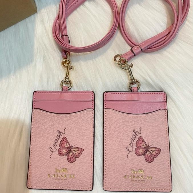 

Coach Butterfly Blossom Pink ID Lanyard 100% Original Coach