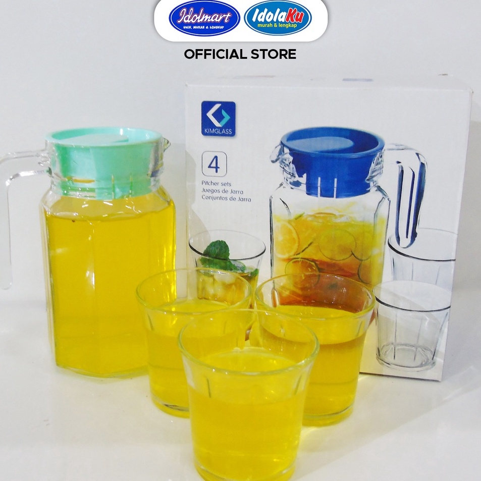 ➺Mwq IDOLMART Tea Pot Set Kaca 4 in 1 Kalea Kimglass - Gelas Teko Kado Murah ❉ Dijual Murah