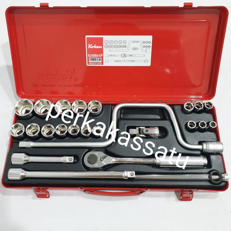 KUNCI MATA SOCK KOKEN SET 24PCS 1/2" 6PT MADE IN JAPAN SOCKET SHOCK