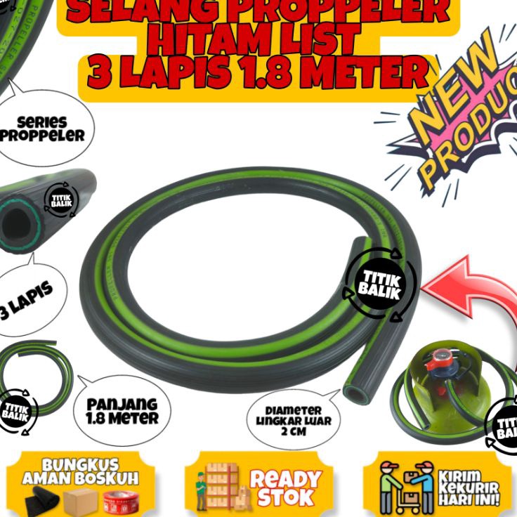 Buruan Beli Kbo Selang Regulator Kompor Gas Propeller Hitam List 3 Lapis Panjang 1.8 M ❂ ↓