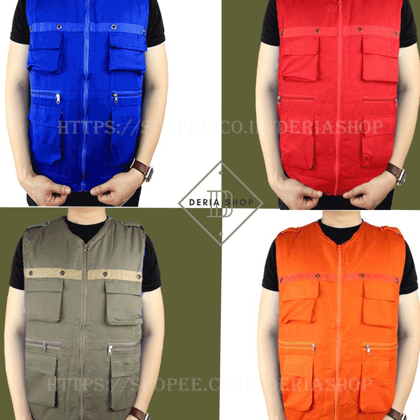 Star Seller. Rompi Pria Safety Casual Bahan Drill Polos Anti Angin Dewasa Anak Jaket Motor Tactical 