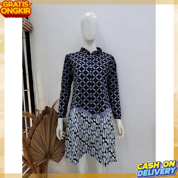 Bj Tunika Dress Natik Model Terbaru Baj Tuniq Batil Kerja Kantor Thunic Batok Cewek Korean Style Ton