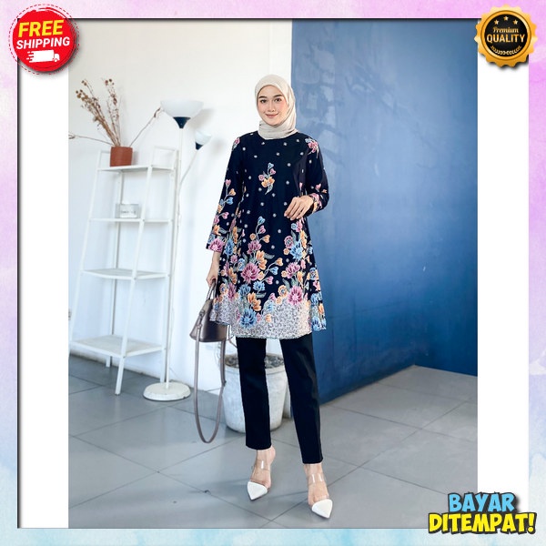 Tunik Mewah Elegan Premium Tunica Dress Long Tunik Batik Kondangan Tonik Butik Modern Tunic Rsmaja W