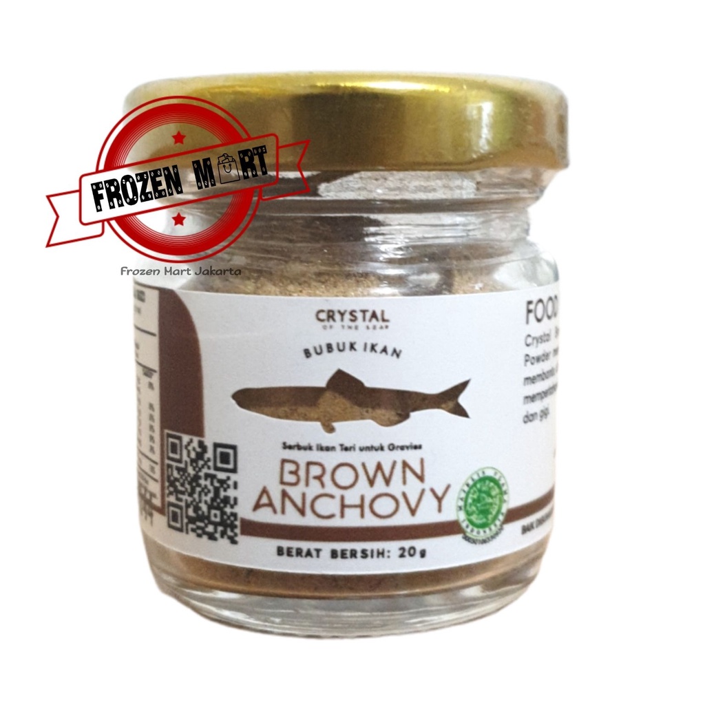 

Brown Anchovy Food Powder / Bubuk Teri Jengki / Kaldu Mpasi 20 Gr
