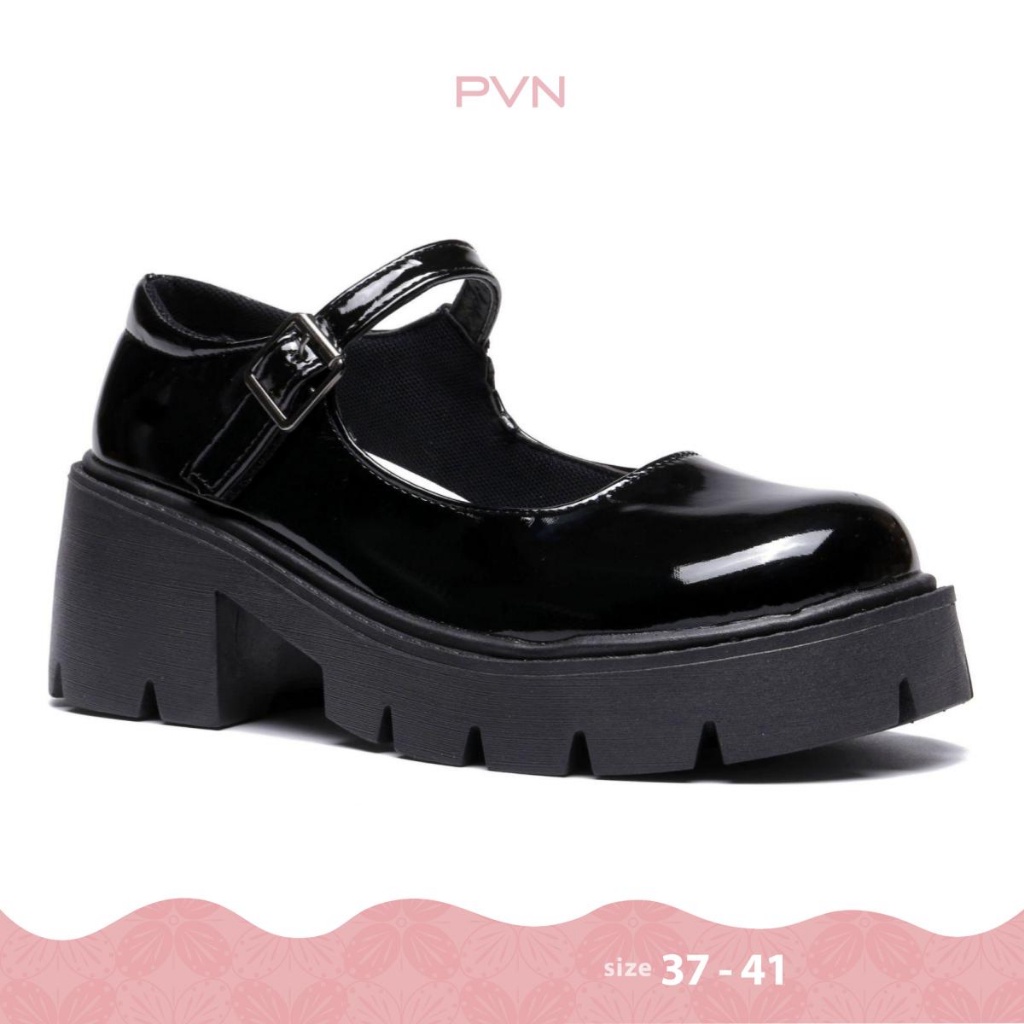 PVN Jennie Glossy Sepatu Wanita Hitam 006