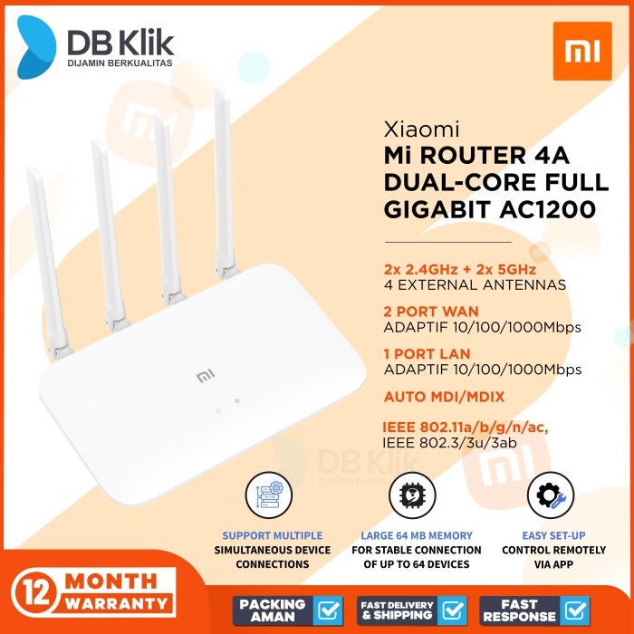 Terlaris Router Xiaomi Mi 4A Dual-Core Full Gigabit Ac1200 Dual Band