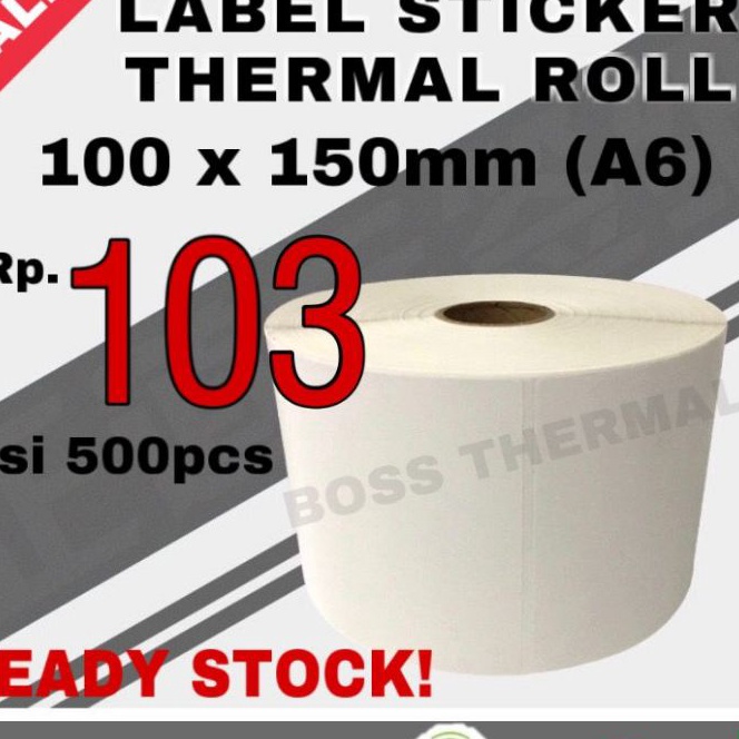 

[Q-T☼✓8> KERTAS LABEL THERMAL 100x150 sticker BARCODE ukuran A6 100 x 150/ amanahh!