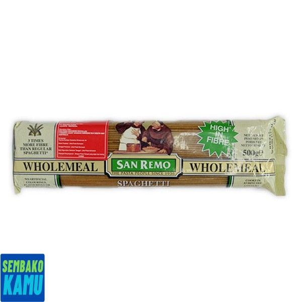 

Sanremo Pasta Spaghetti Wholemeal 130 500 gr - Pasta