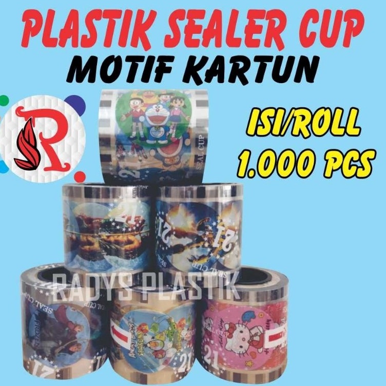 ➣ PROMO PLASTIK LID CUP ISI 1000CUP SEALLER CUP MOTIF BUAH KARTUN POLOS ISI 1000pcs ✦ ➨