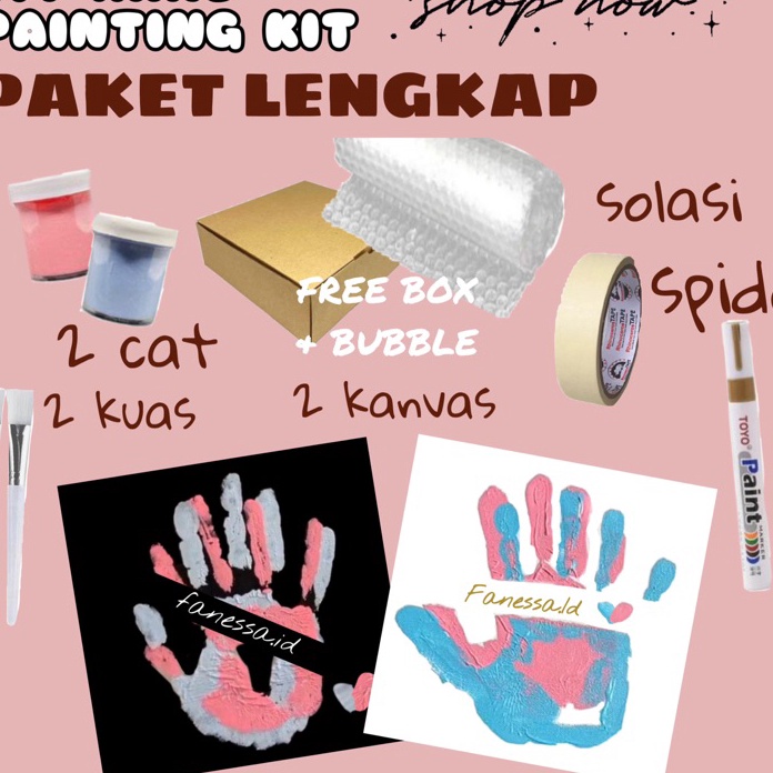 

[➸-SQO➲) (freebox)DIY Hand Painting Kit | Set Kanvas Couple | kanvas cap tangan couple - amanaah..!