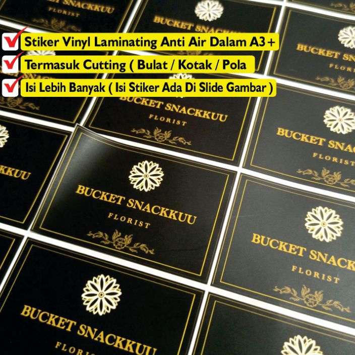 

(GL◆/L➲) Cetak Stiker Custom Vinyl Transparan plus Laminasi Glossy / Dof per 1 lembar A3, stiker sticker label produk Hampers box dll- muraah..