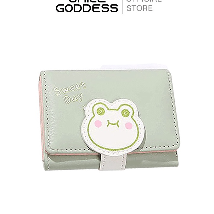 [S-T♡➛6) Smile Goddess Dompet Wanita Dompet Lipat Tiga Pendek Pemegang Kartu Koin Bergaya D232/ past