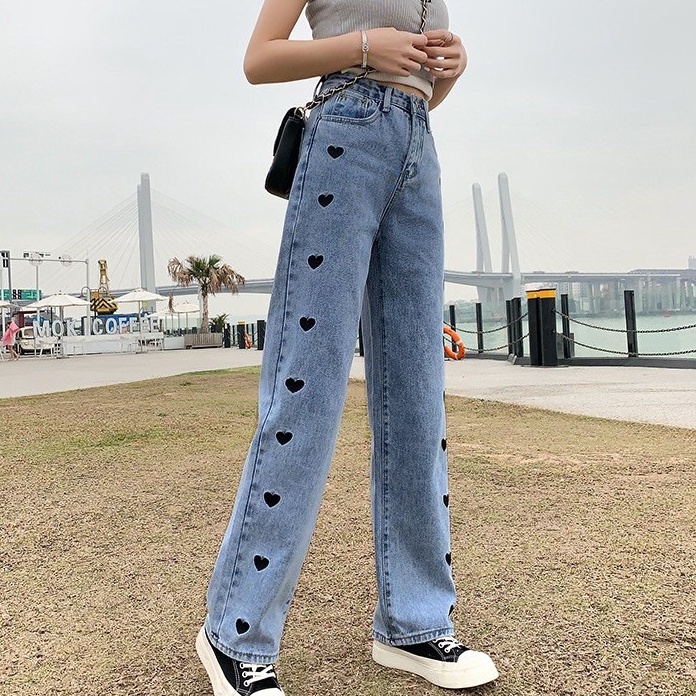 [♪❤X.BF) Celana Panjang Hw Kulot Jeans Boyfriend Korea 27-34 / Kulot Jeans Love kekiniian