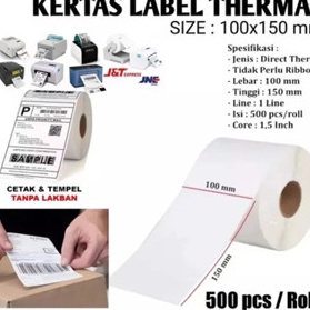 

[E13♫/N❣> Kertas Thermal ROLL 100x150 mm isi 500 Pcs/ Label thermal barcode- amanahh.!