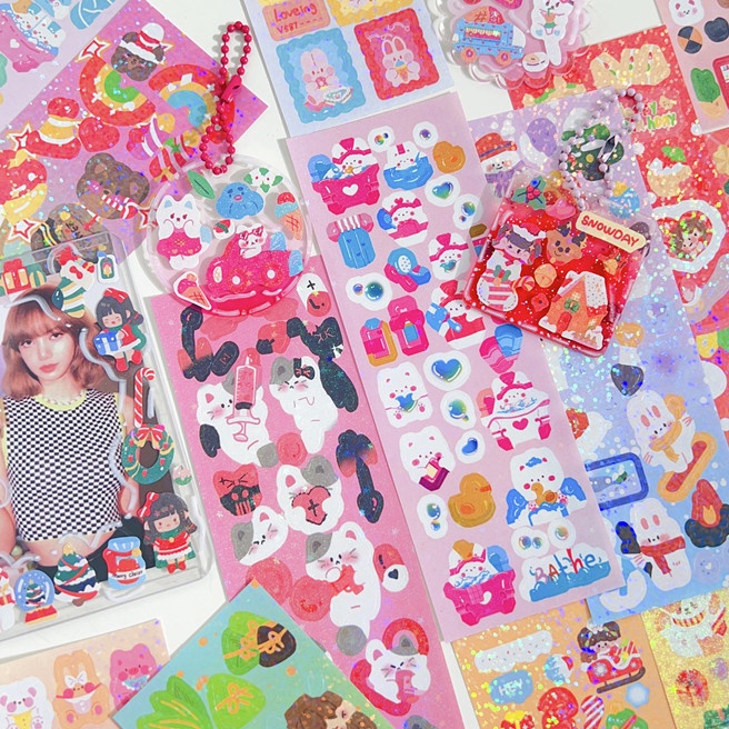 

[B-A㊚❤14) 20lembar/40lembar/100lembar Berbagai Kartun Shiny Stiker Set Mahasiswa Hias DIY Bahan Stiker- pasti.dikirim..!