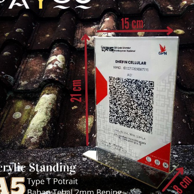

[Q-S☆㊚F> Acrylic Standing A5 Type T Potrait/ Tempat QRIS/ Brosur/ Menu- paasti.dikirim.!!
