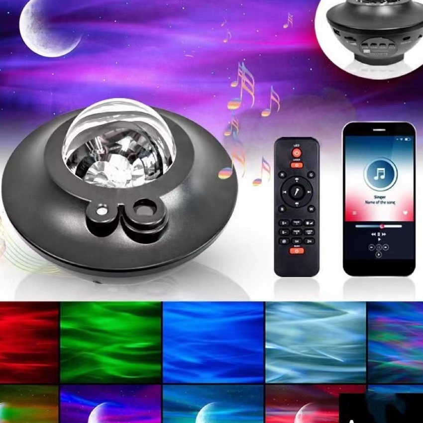 (W-E❣»B> Proyektor lampu Dengan Speaker Langit Malam Bintang 2in1 Galaxy Nebula Lamp Starry Projecto