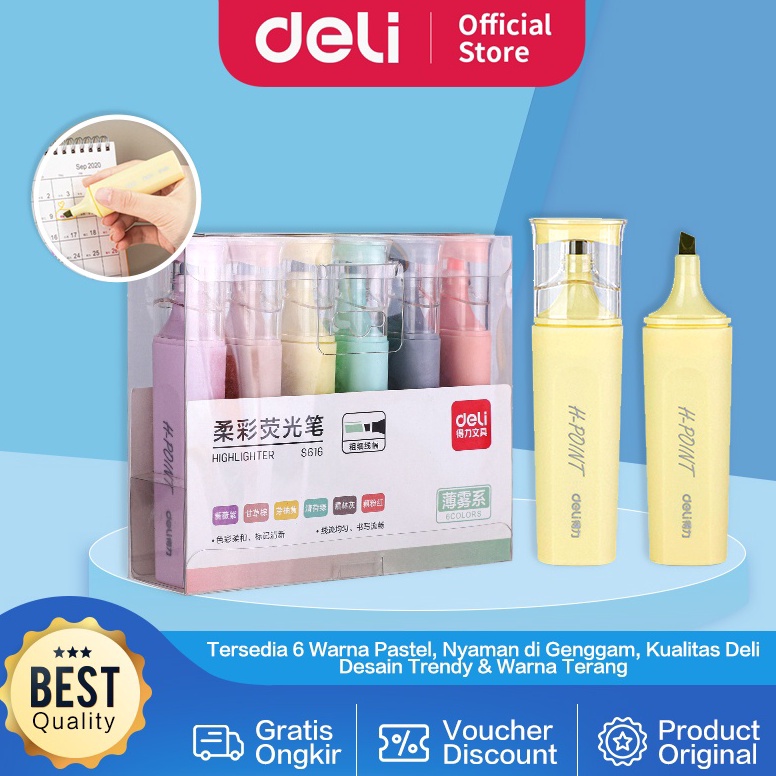 

Harga Promo.. Deli Highlighter Set / Penanda Set Isi 6 Warna Pastel Desain Lucu S616 43
