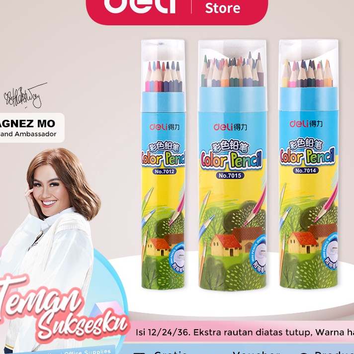 

(➸ G✉QL] Deli Pensil Warna Youku Warna Cerah Bahan Kuat, Bentuk Pensil Heksagonal 12/24/36 Warna 701X/ kekinian..
