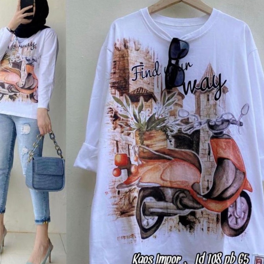 (B/✮7P㊖] SWEATER OVERSIZE VESPA BLOUSE TOP LENGAN PANJANG IMPORT MOTIF VESPA / BAJU ATASAN WANITA BL
