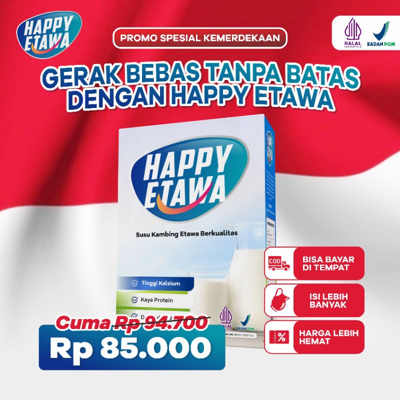 

Susu HAPPY ETAWA – Promo Spesial Kemerdekaan Gerak Bebas Tanpa Batas Dengan Susu Kambing Happy Etawa Berkualitas | Eliza Official Store