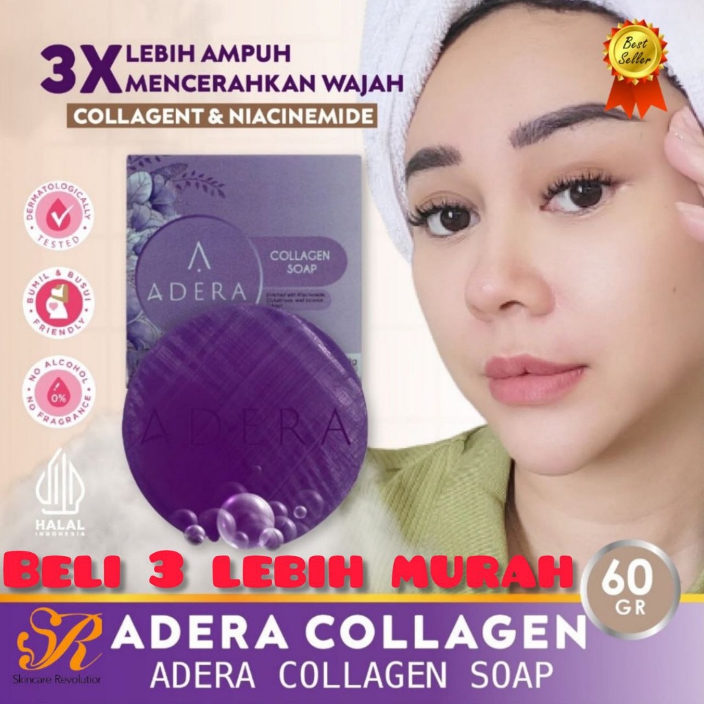 [BISA COD & 100% ORIGINAL] Adera Collagen Soap Sabun Korea Pemutih Seluruh Wajah & Badan