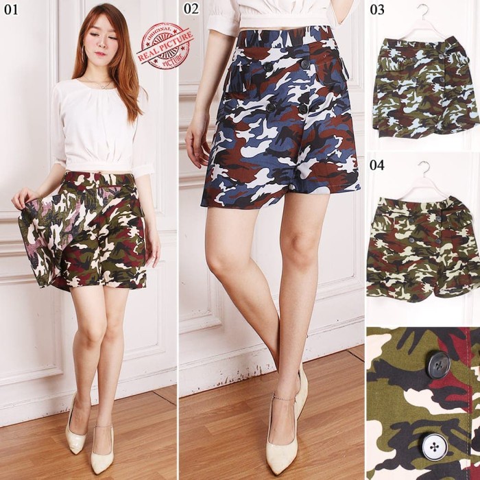 Manchu Celana Pendek Alifahotpants Rok Army Casual Wanita
