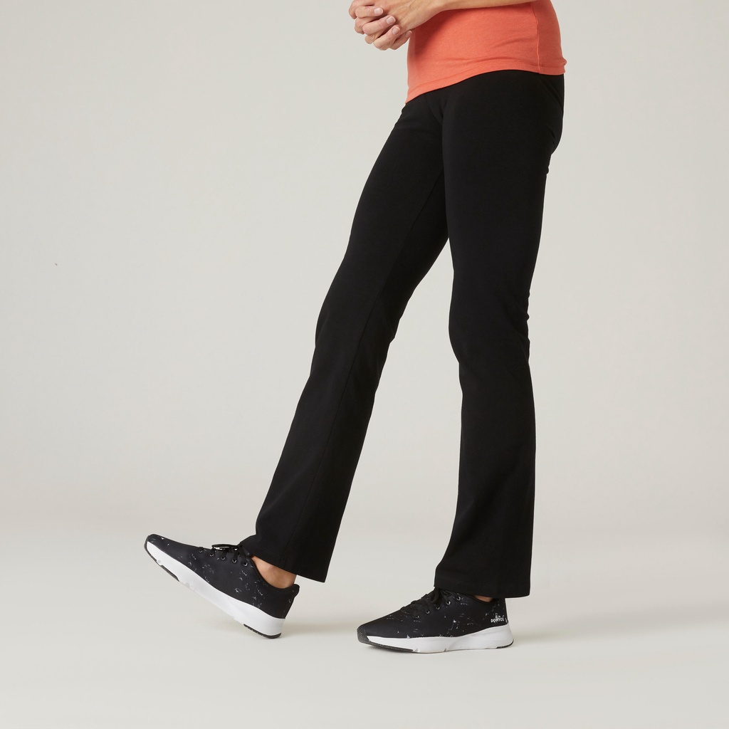 DECATHLON DOMYOS Legging Katun Fit+ Fitness Potongan Lurus dengan Manset yang Dapat Disesuaikan - Hi