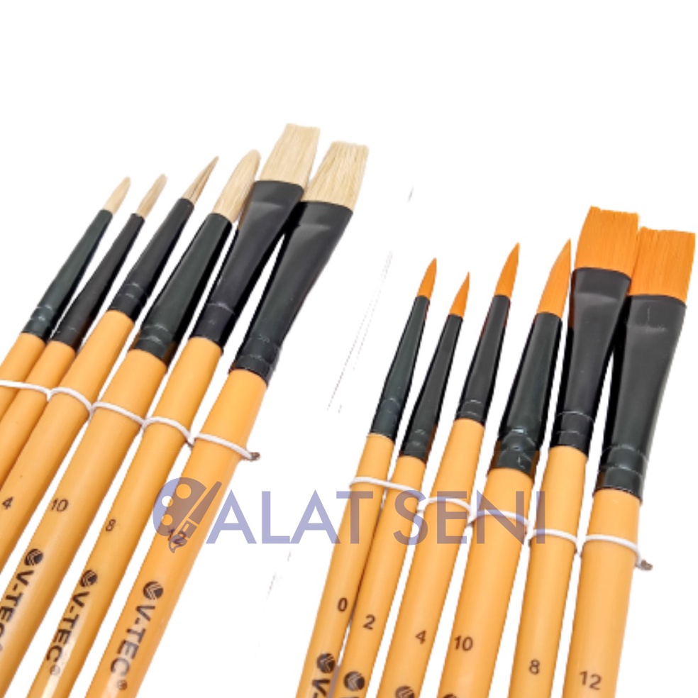 

psgc -4 V-TEC ARTIST BRUSH / KUAS LUKIS SET V TEC / KUAS LUKIS CAT AKRILIK / PAINT BRUSH ACRYLIC ROUND FLAT 28