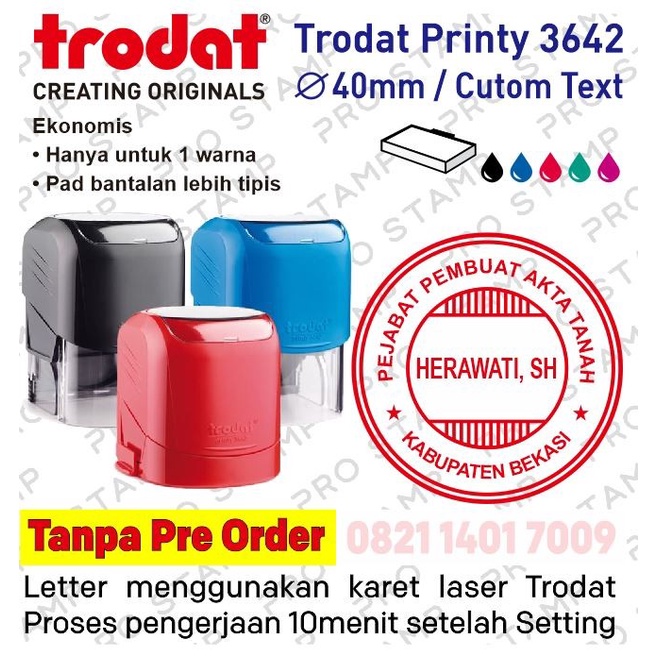 

Bestseller Stempel Warna Otomatis Custom Design Logo & Nama - Trodat Printy 3642