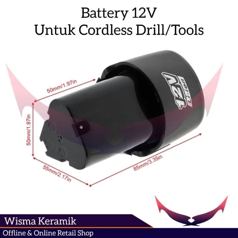 baterai pergantian cordless power tools 12V, baterai mesin bor 12Volt