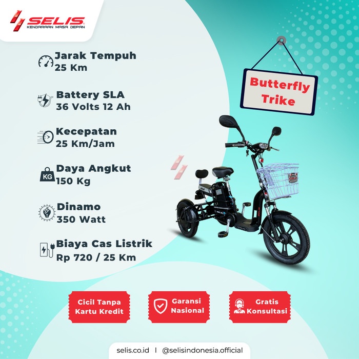 Sepeda Listrik Selis Tipe Butterfly Trike Roda 3