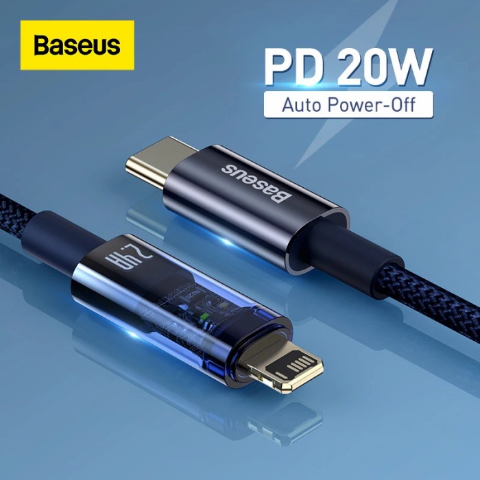 BASEUS KABEL DATA FAST CHARGE 20W AUTO OFF DISCONNECT TYPE C TO IPHONE