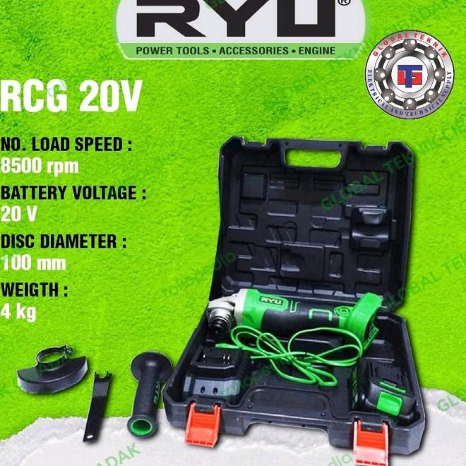 Mesin Gerinda Baterai Ryu Rcg20V Gerinda Cordless