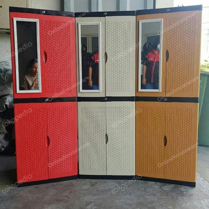 LEMARI Plastik Lemari PAKAIAN baju AQ SUPER KACA KUNCI