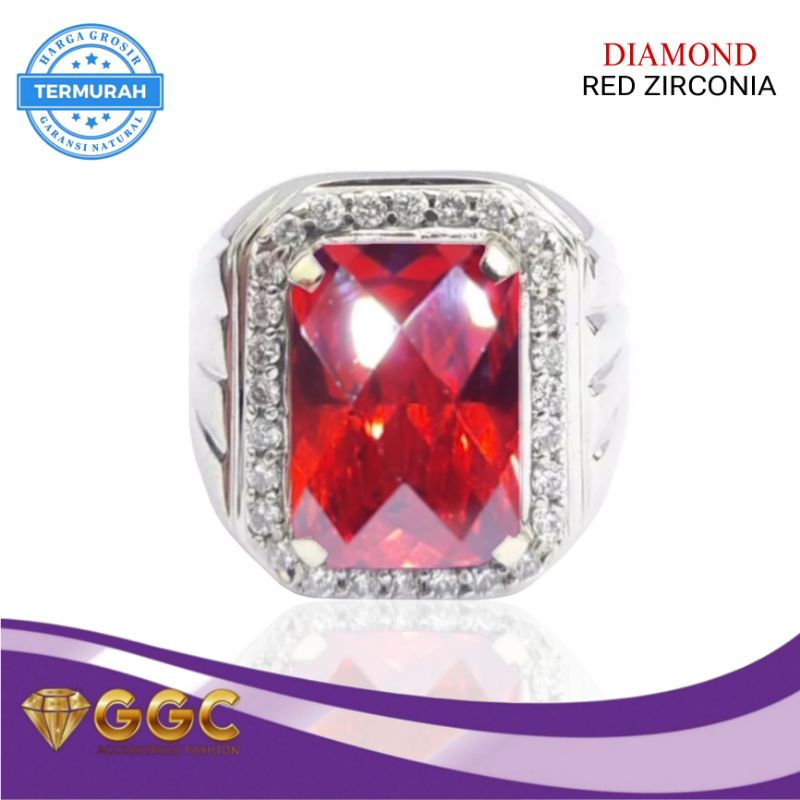 Cincin Batu Red Topaz Zirconia Diamond