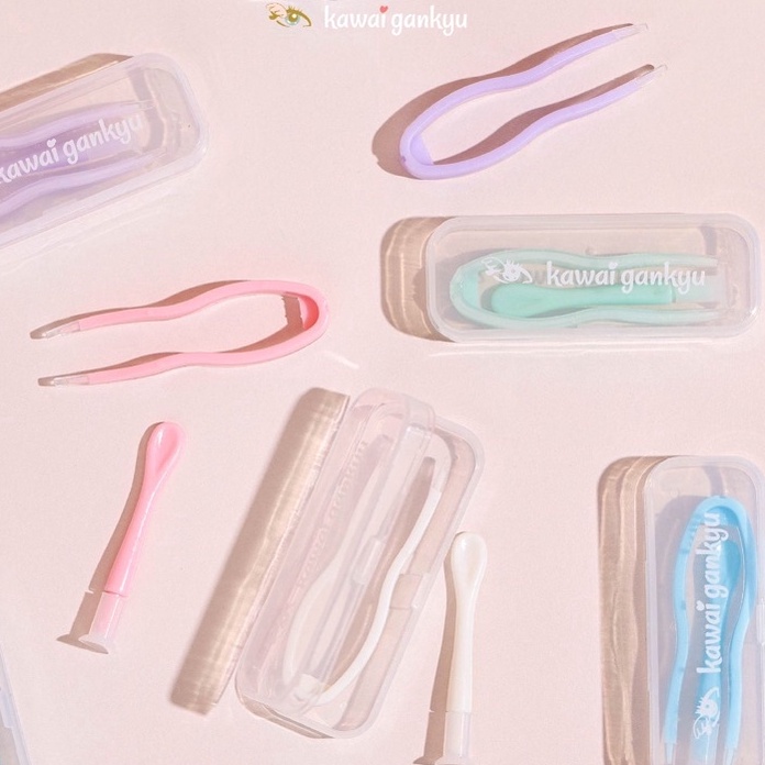 Diskon kawai gankyu kawai penjepit softlens pastel (alat pasang softlens)