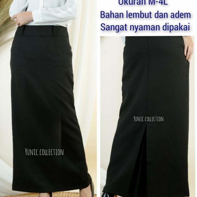 Rok Hitam Span Panjang Polos Wanita