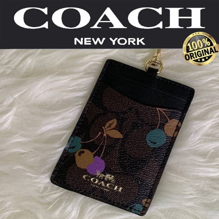 

Lanyard COACH ID LANYARD SIGNATURE CHERRY FRUIT CANVAS 100% ORIGINAL