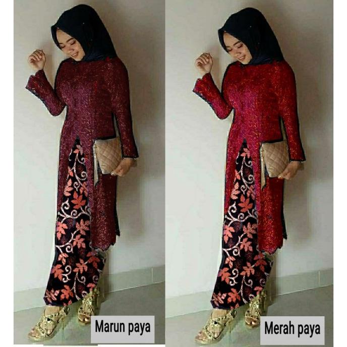 Setelan Kartika kebaya brokat kutubaru panjang L - XL rok batik setela