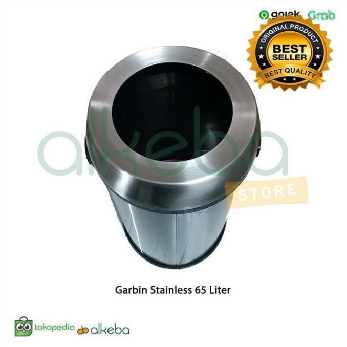 Dust Bin Hotel Mall Garbin 65 Liter Tempat Sampah Stainless Bulat