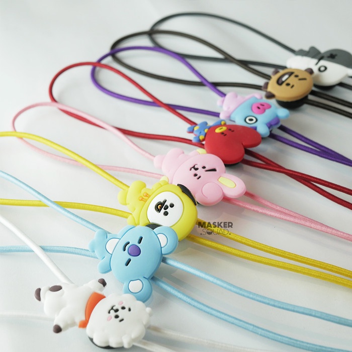 Murah Konektor Tali Pengait Masker Hijab 2 in 1 Earloop Anak BT21 BTS Korea NON COD
