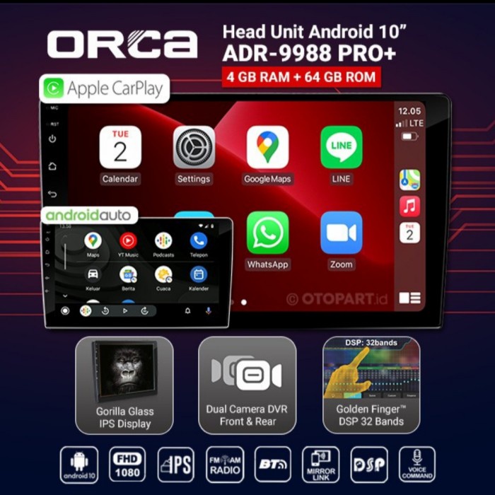 Head Unit Android Orca 10 Inch Pro+ DVR Xpander / New Livina Ram 4/64 star