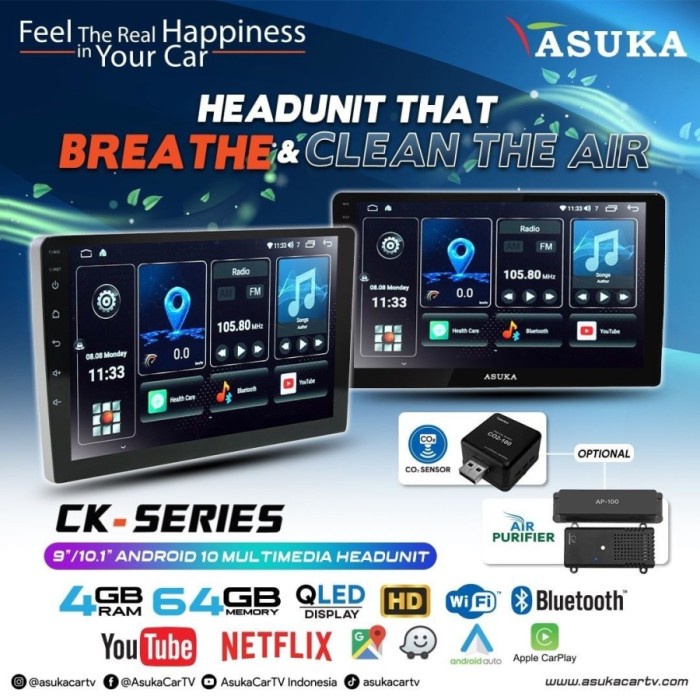 Headunit Android Tape Mobil Asuka CK Series CK 310 10 Inch Qled 2K star
