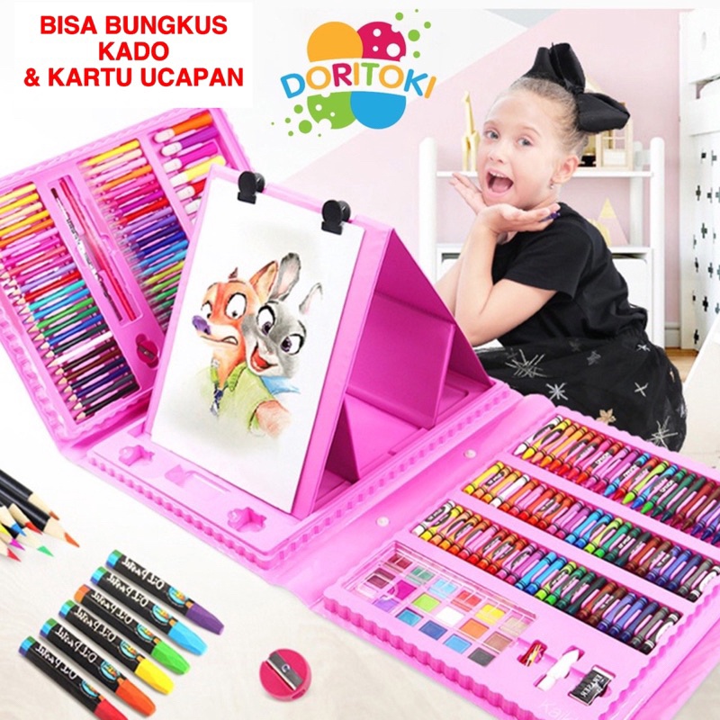 

NEW PRODUCT Doritoki 208pcs Crayon Anak Pengasah Set Alat Menggambar Melukis Anak-anak Crayon Cat Air Pensil