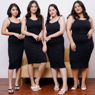 Promo Jenny Slim Dress Sleeveless Bodycon Wanita Sexy Stretch / Inner Dress CVC Spandek