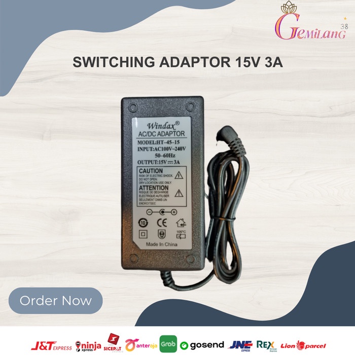 Switching Adaptor 15V 3A / Switching Power Supply Plastik 15V 3A
