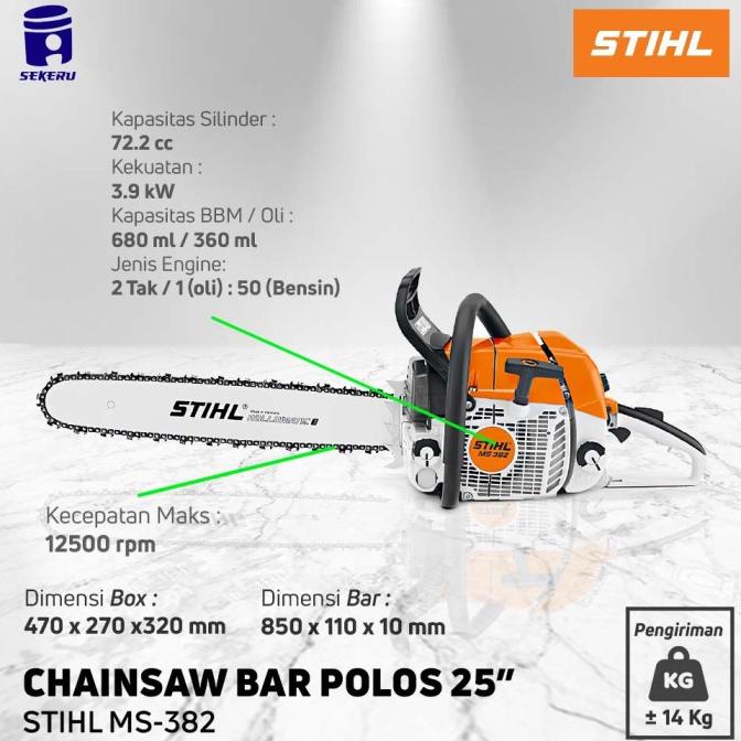 CHAINSAW STIHL MS 382 SENSO MS382 Gergaji Kayu 25 inch Bar POLOS